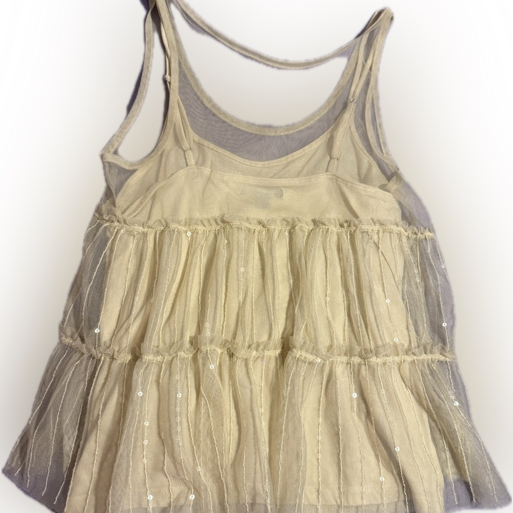 American Eagle ~ Cream Layered Sheer Top with Sparkles With Cami Attached